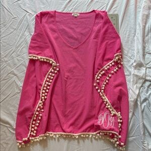 Chic Pink Pom-Pom Swim Coverup